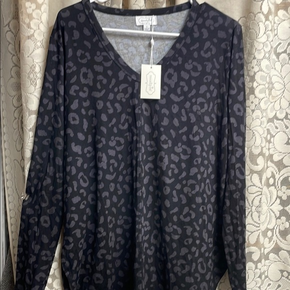 Mud Pie Tops - Mud Pie Black Leopard Print Women's Top
